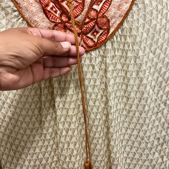 Elegant Beige and Red Women's blouse.From the renowned Lucky brand, long sleeves - Picture 10 of 15